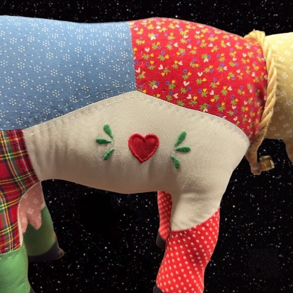 Vintage House of Hatten Pull Cow Figure Polyester And Cotton With Wooden Base - Picture 15 of 15